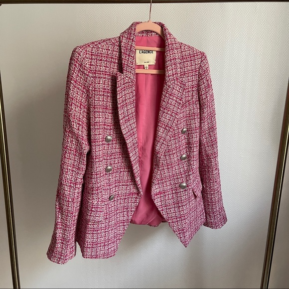 L'AGENCE Jackets & Blazers - Kenzie double breasted houndstooth blazer